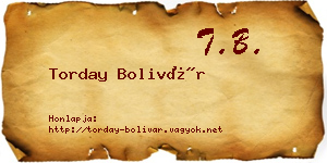 Torday Bolivár névjegykártya